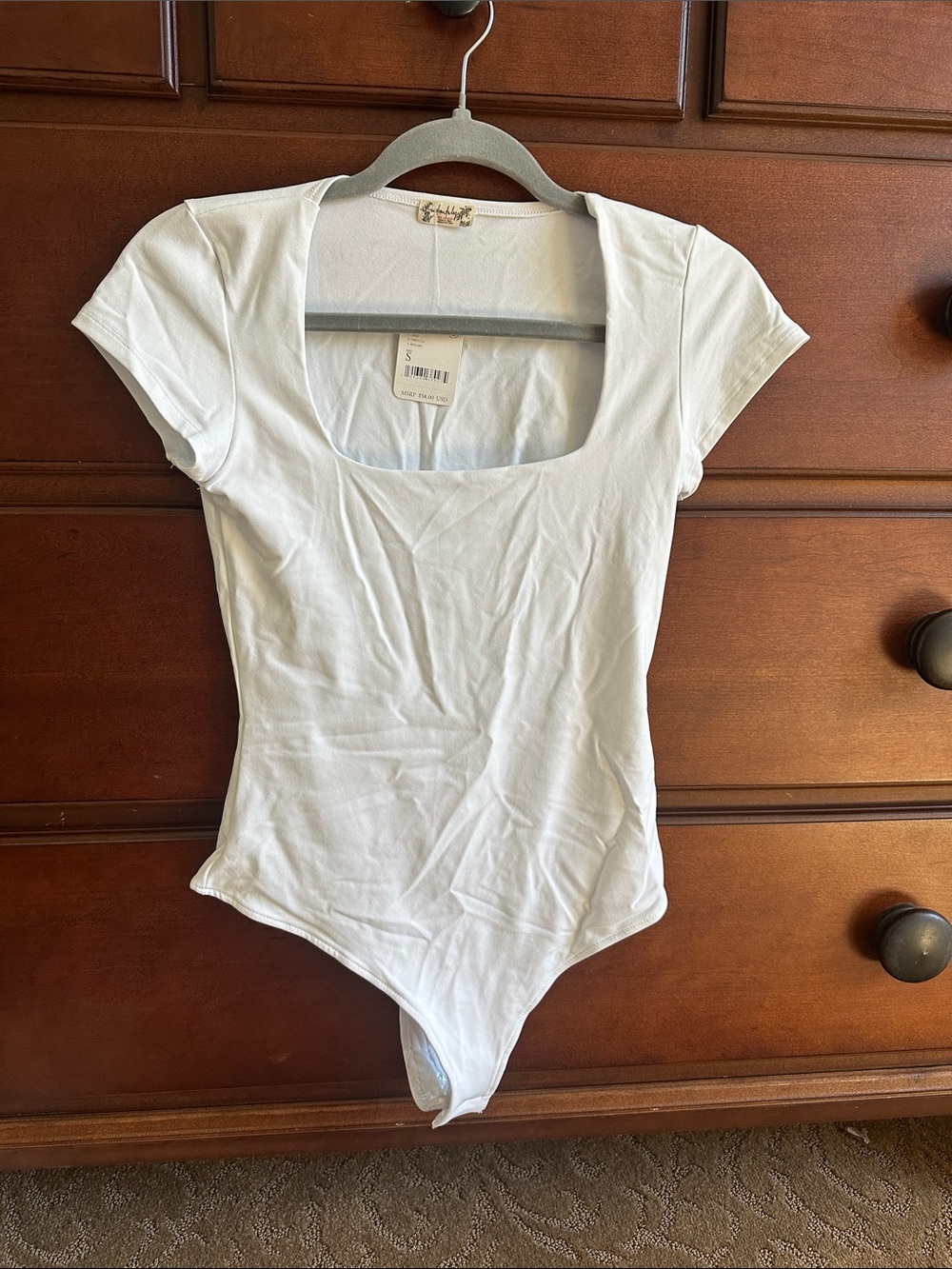 Free People Women's White Square Neck Bodysuit